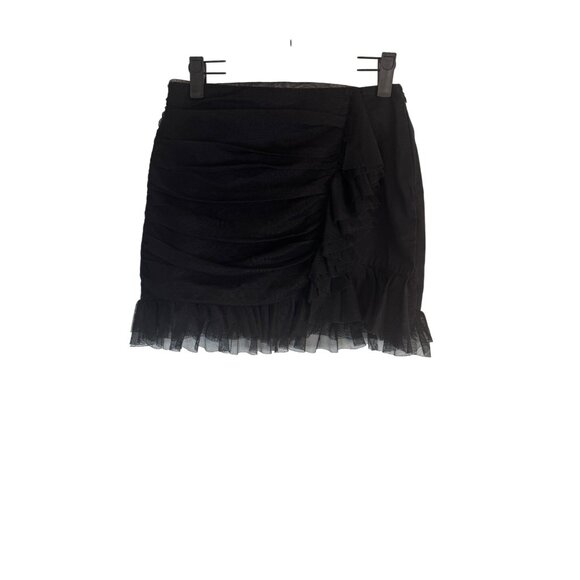 ZARA Size Medium Black Layered Ruffled Dainty Mini Skirt Trafaluc Collection - Picture 7 of 14